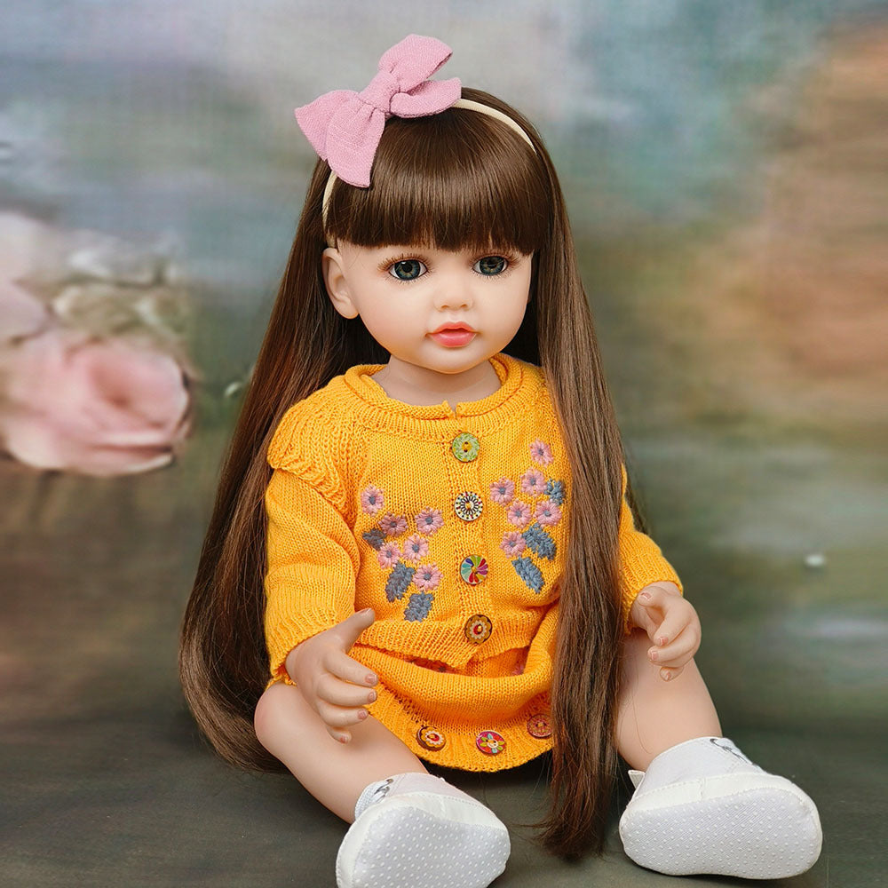 Muñeca Reborn de 22 pulgadas con cuerpo completo de vinilo y sensor de sonido, juguete de compañía interactivo, regalo perfecto para niños y coleccionistas adultos en días especiales