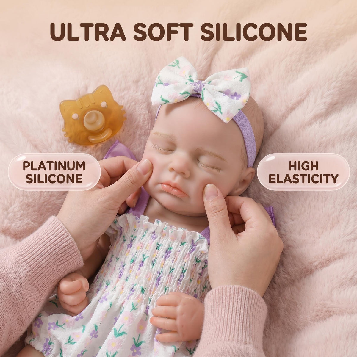Muñeca Reborn de 18 pulgadas de silicona completa, suave conjunto floral de verano, regalo exclusivo de vacaciones para entusiastas de las muñecas Reborn