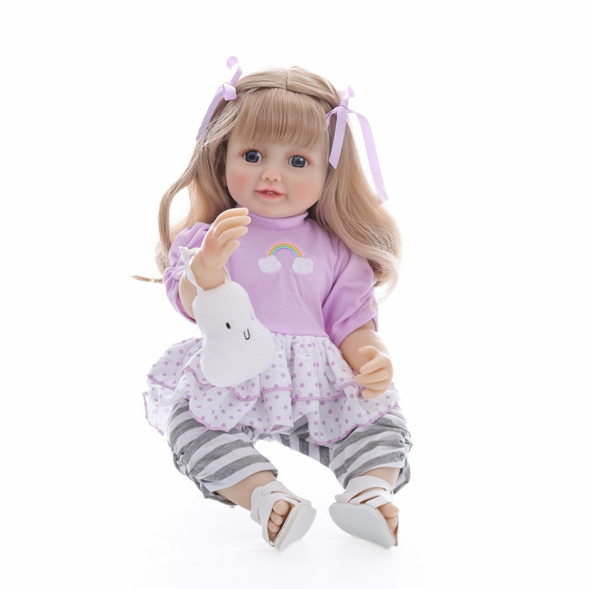 Muñeca bebé de simulación de 22 pulgadas, de plástico completo, modelo Rebirth, con diálogo de llanto y risa, para niña