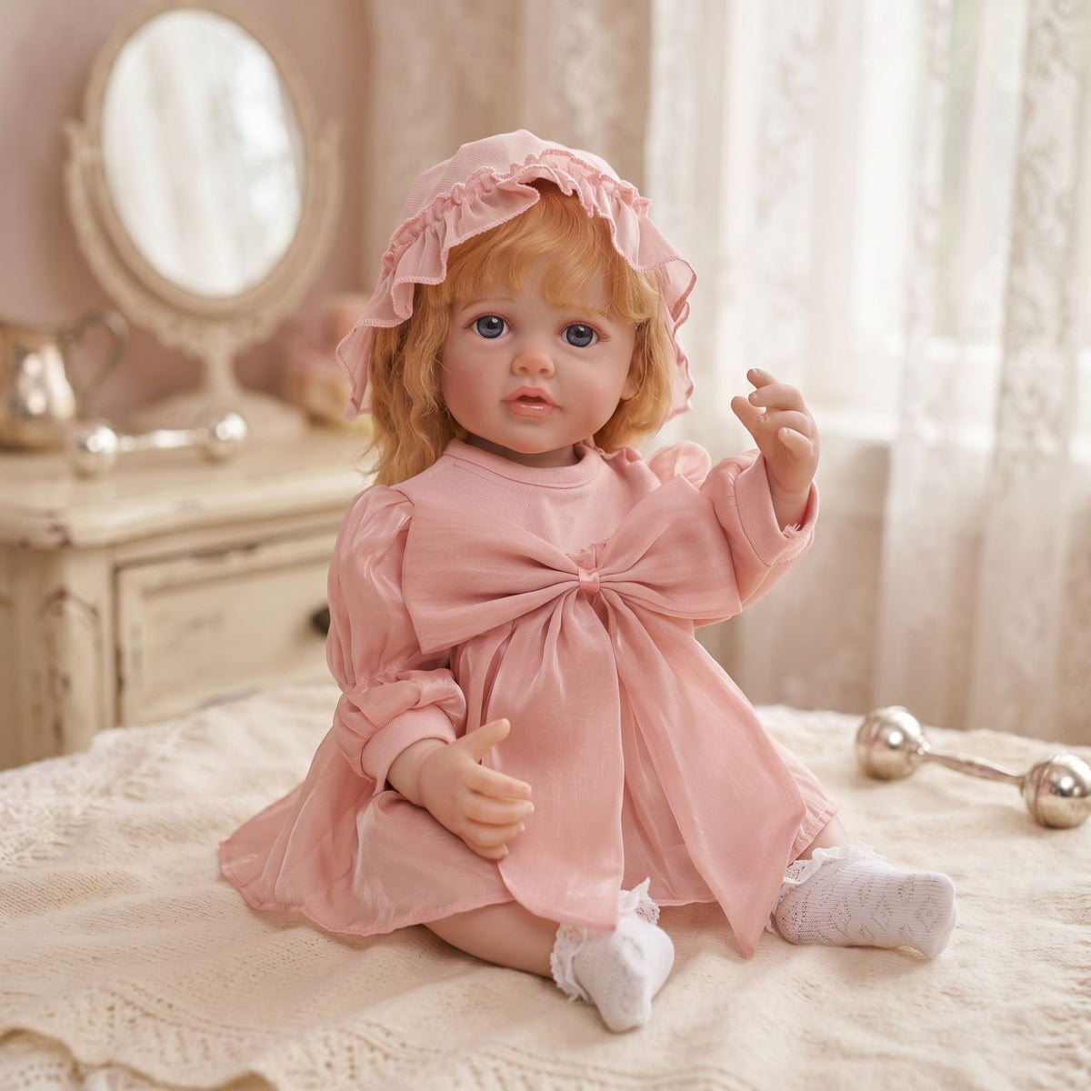 Muñeca Reborn de 22 pulgadas, cuerpo completo de vinilo ultrarrealista, extremidades flexibles y suaves, muñeca de compañía segura para niños