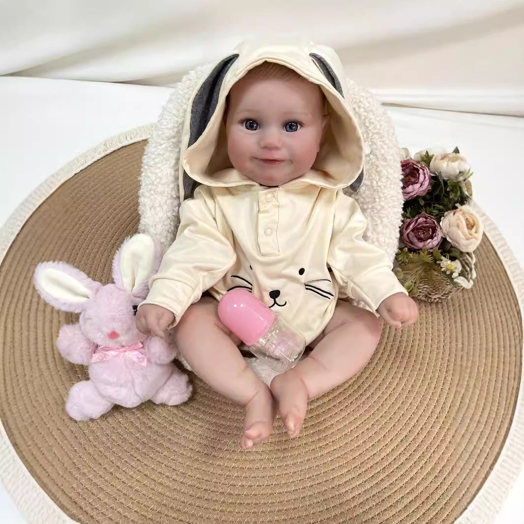 Muñeca bebé Reborn realista de 19 pulgadas hecha a mano con cuerpo de tela, piel 3D realista, juguete para niñas pequeñas