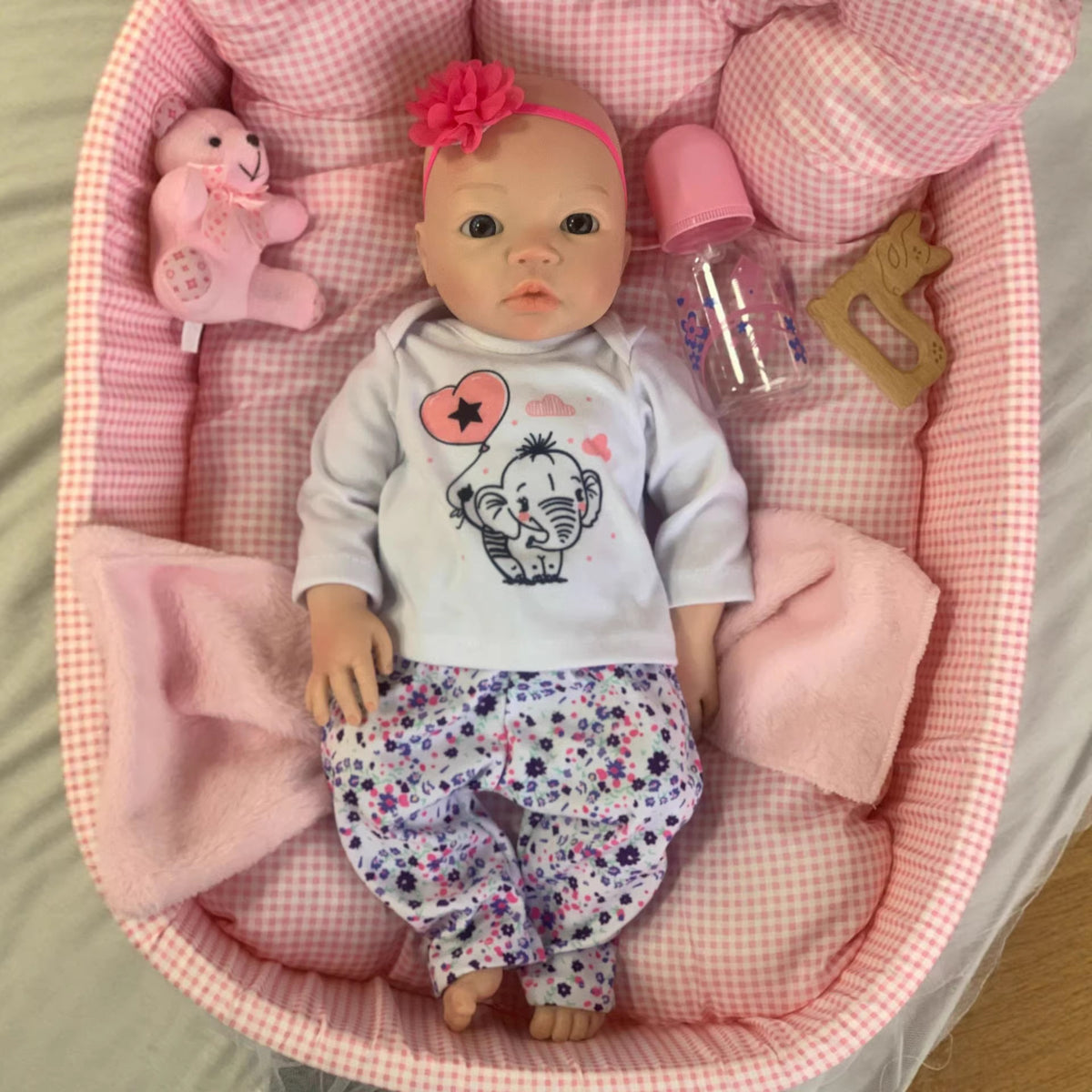 Muñeca reborn realista de silicona maciza de 18 pulgadas, extremidades suaves y flexibles, no tóxica, segura, muñeca compañera para niños