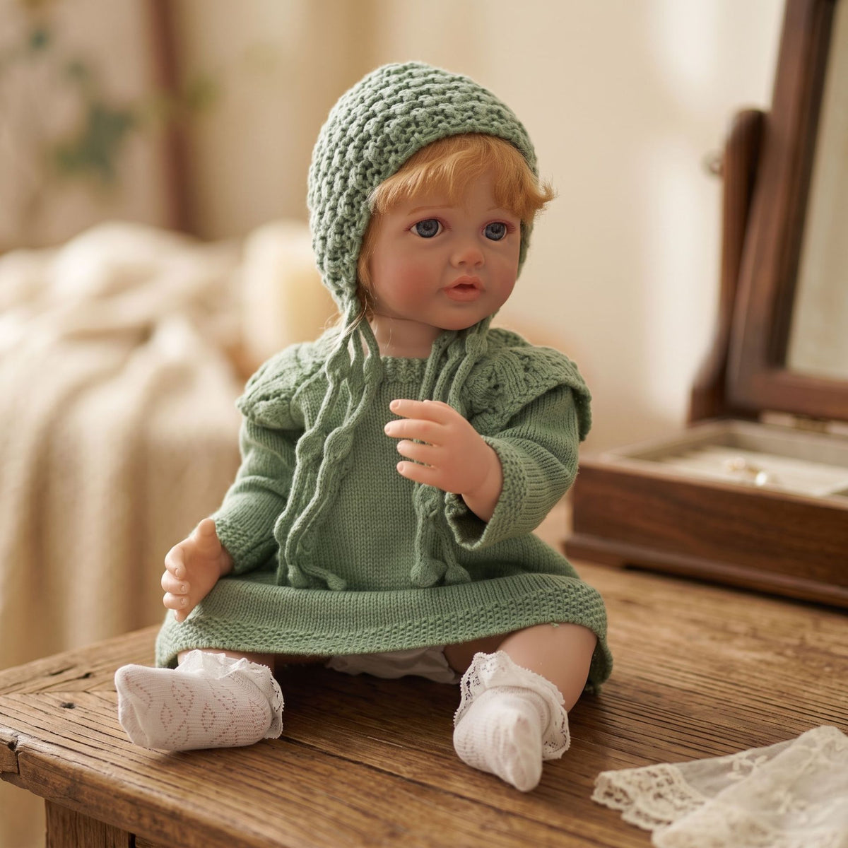 Muñeca Reborn de 22 pulgadas con cuerpo de vinilo completo, pelo implantado a mano, juguete de baño, regalo