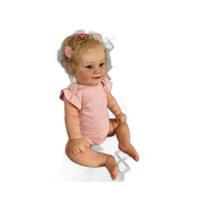 Muñeca Reborn de 50 cm con cuerpo de tela, niña linda con cabello rubio injertado, muñeca de cuerpo suave para regalo