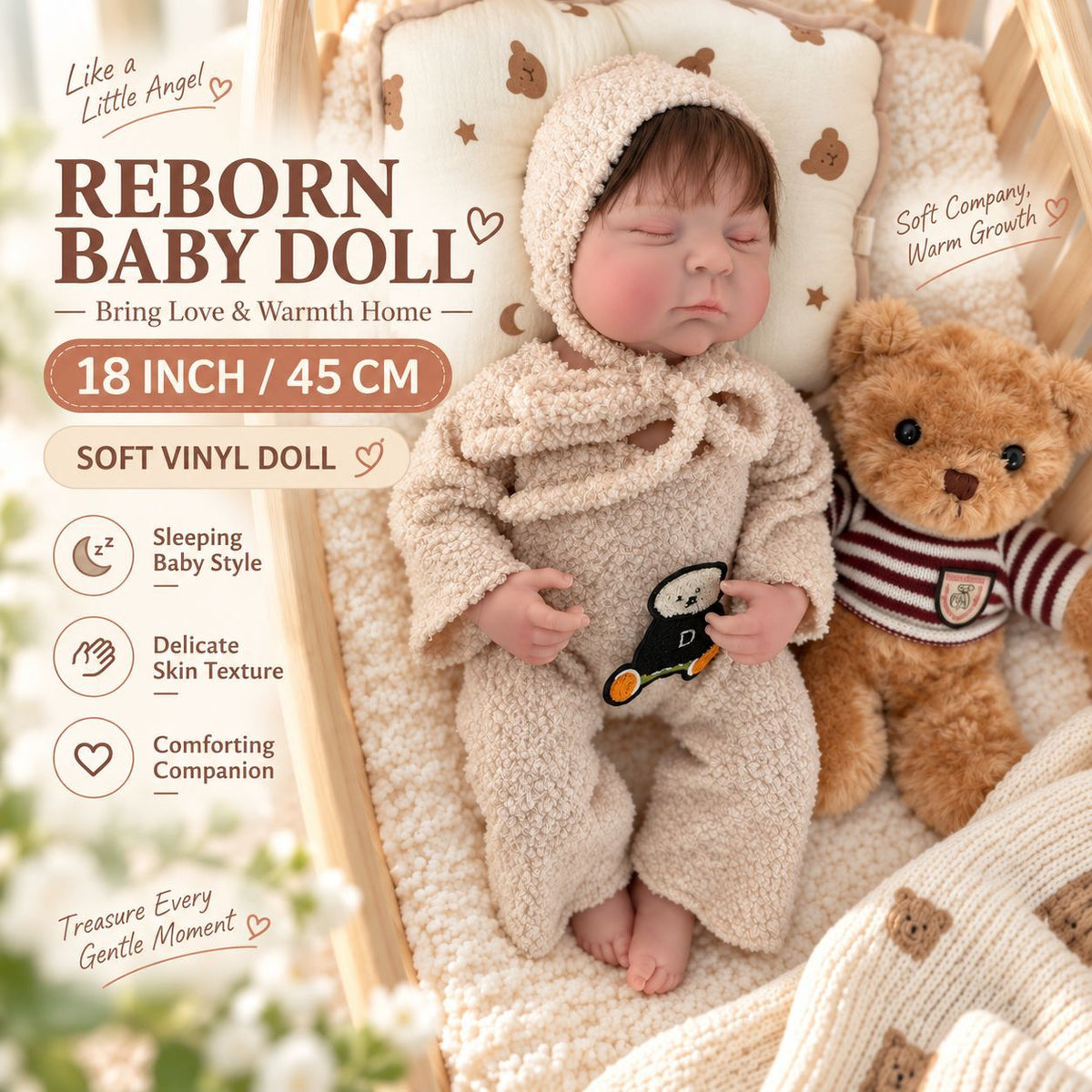 18 inch Reborn Doll simulation doll full vinyl children's companion doll