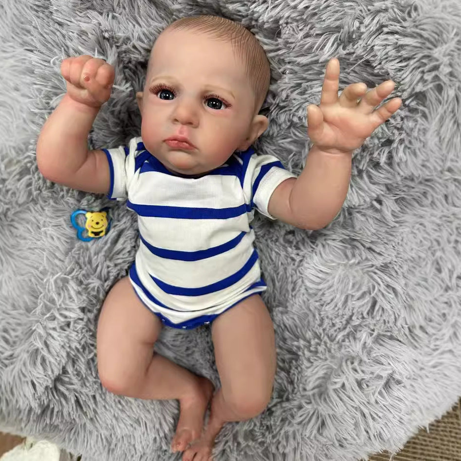 Muñeca bebé Reborn realista de 23 pulgadas con cuerpo de tela suave, piel con venas en 3D, muñeca recién nacida hecha a mano, juguete de regalo para niñas pequeñas y coleccionistas