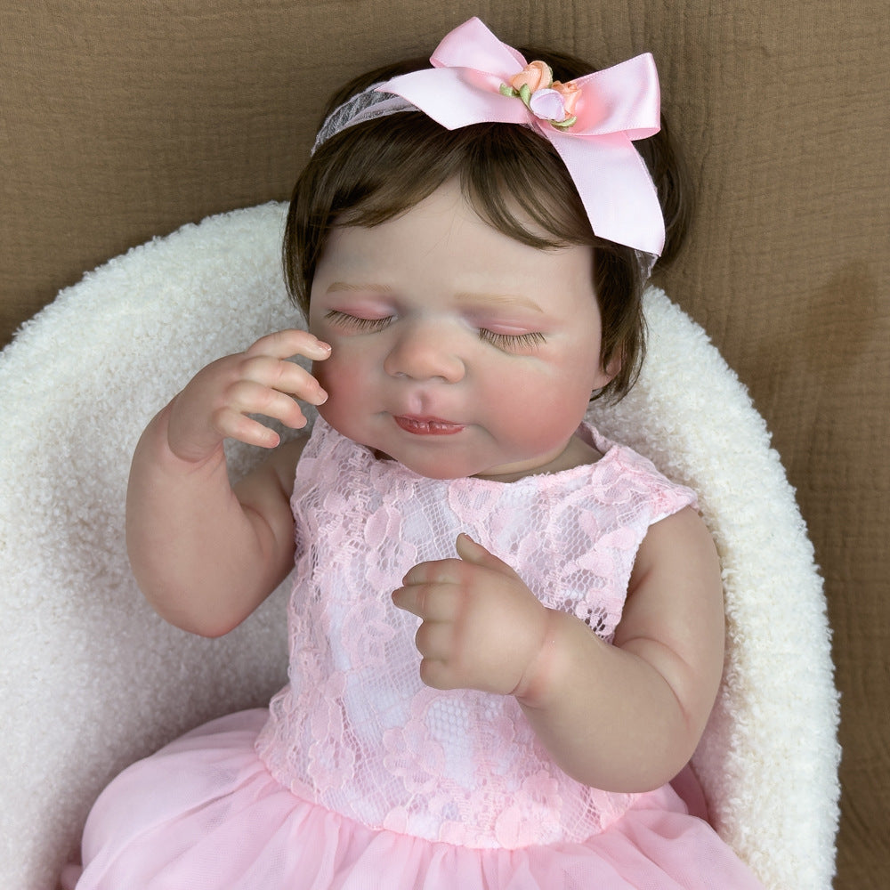 Muñeca Reborn niña de 20 pulgadas de vinilo completo, recién nacida realista con ojos cerrados, compañera coleccionable relajante para adultos