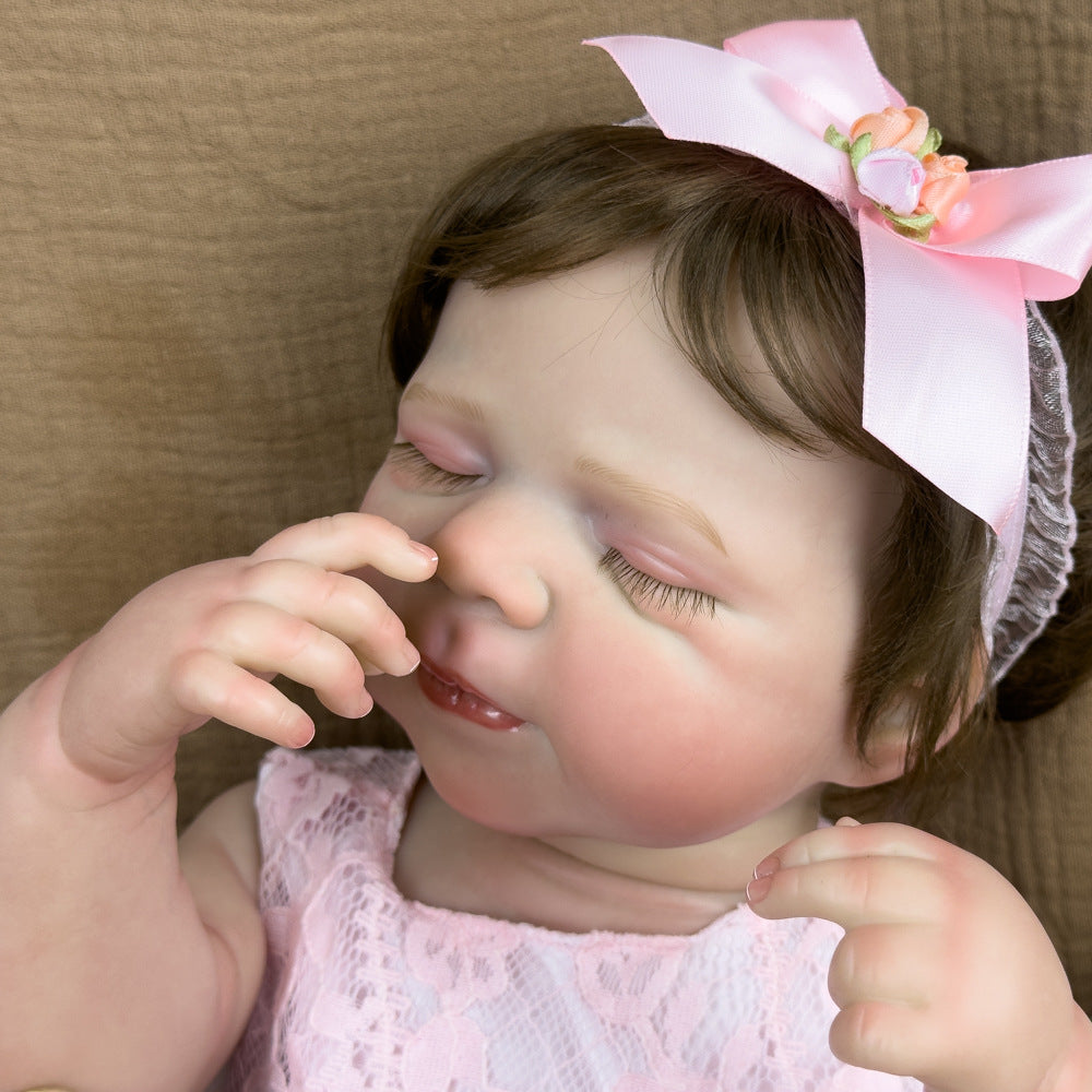 Muñeca Reborn niña de 20 pulgadas de vinilo completo, recién nacida realista con ojos cerrados, compañera coleccionable relajante para adultos