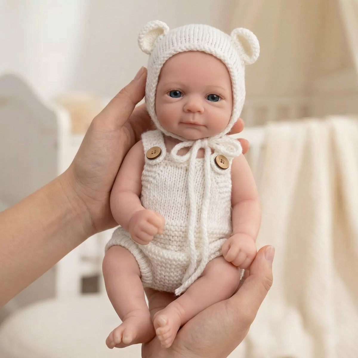 Muñeca Reborn de 12 pulgadas con cuerpo de silicona completo, disfraz de oso tejido vintage, regalo sorpresa único para juegos de simulación, colección de pasatiempos y obsequios festivos durante todo el año