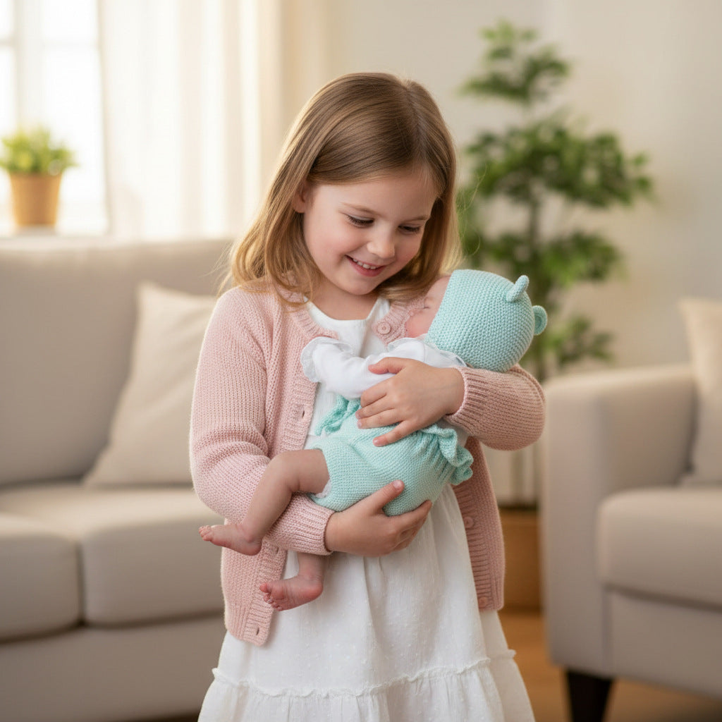 Conjunto de suéter azul claro de 19 pulgadas para muñeca bebé reborn de simulación recién nacido