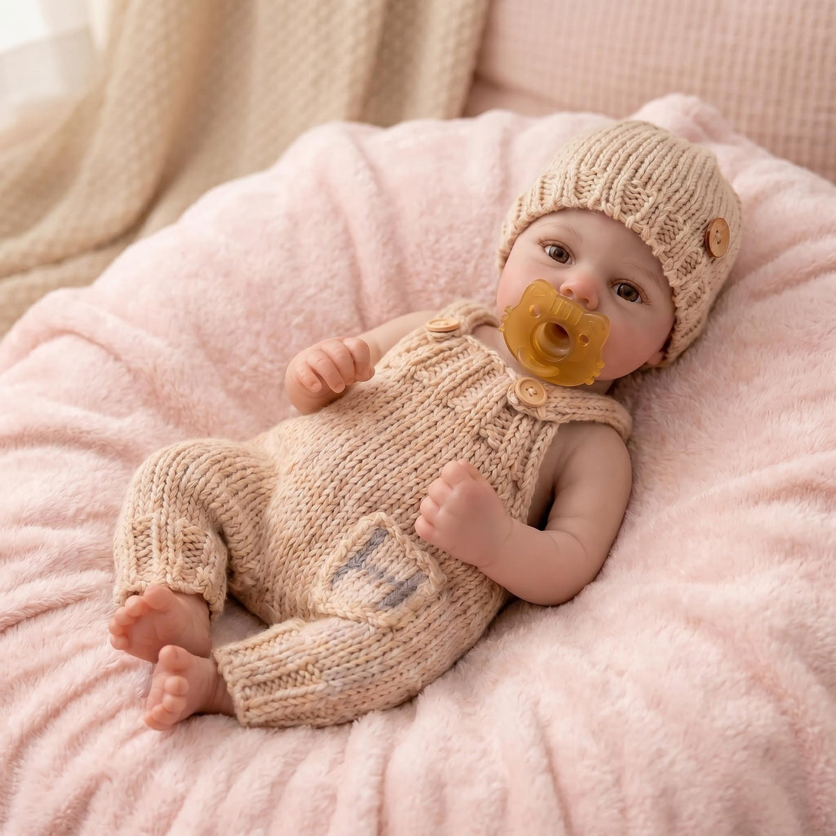 Muñeca Reborn de silicona de 18 pulgadas, ojos marrones naturales y realistas, muñeca artística de colección, regalo de compañía terapéutica para cumpleaños y temporadas festivas
