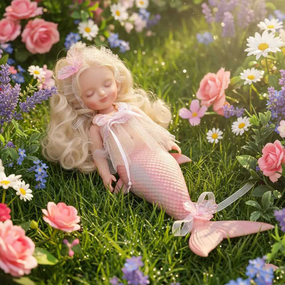 Muñeca bebé sirena de silicona completa de 10 pulgadas, figura de fantasía durmiente, regalo para cumpleaños y ocasiones festivas