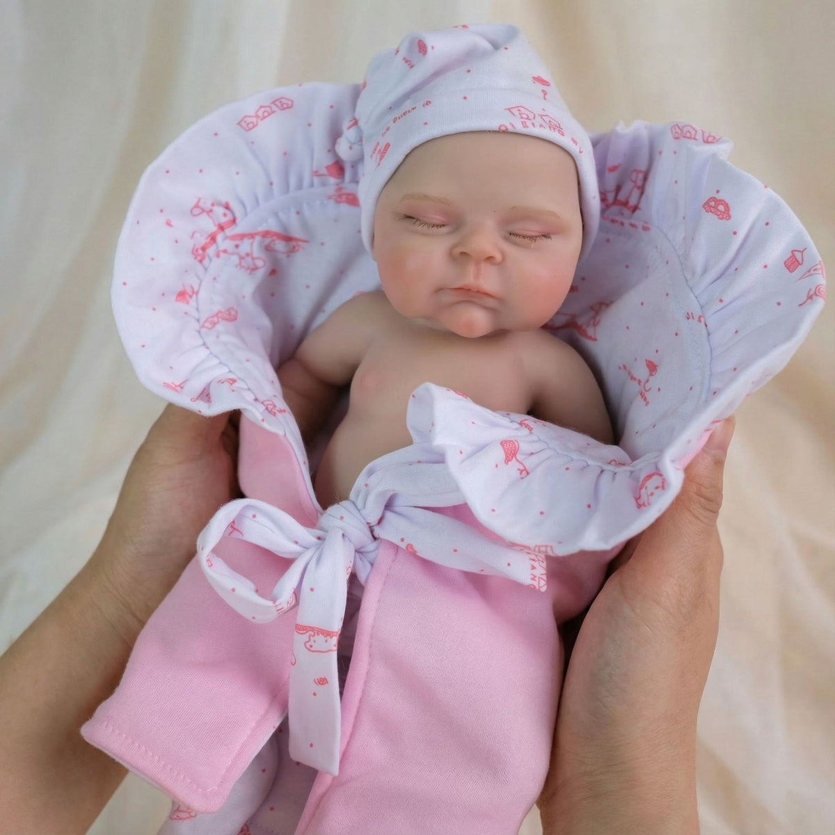 Bolso rosa de 12 pulgadas con muñeca reborn de silicona sólida Pascale como regalo de Navidad para niños