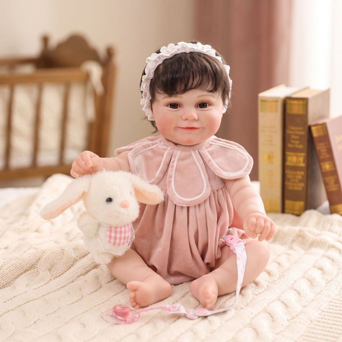Muñeca Reborn artesanal de 22 pulgadas con piel de venas 3D realista y cuerpo completo de vinilo, regalo de bebé para niñas pequeñas