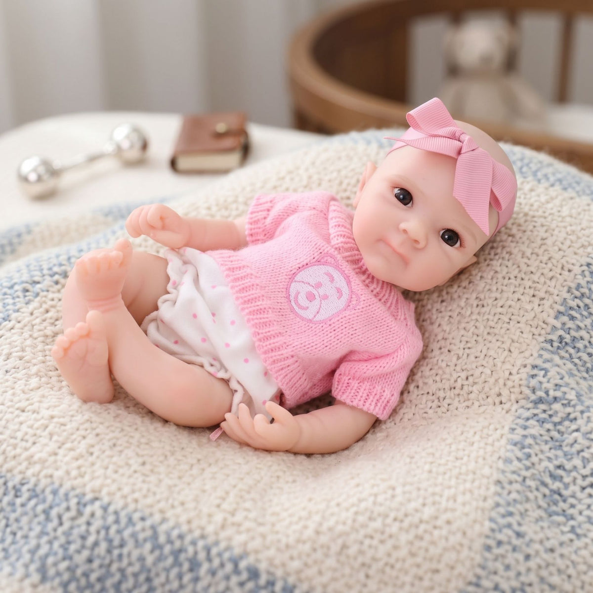 Muñeca bebé Reborn realista de 12 pulgadas con cuerpo completo de silicona sólida, piel con venas 3D realistas, muñeca recién nacida hecha a mano, regalo perfecto de cumpleaños o Navidad para niñas pequeñas