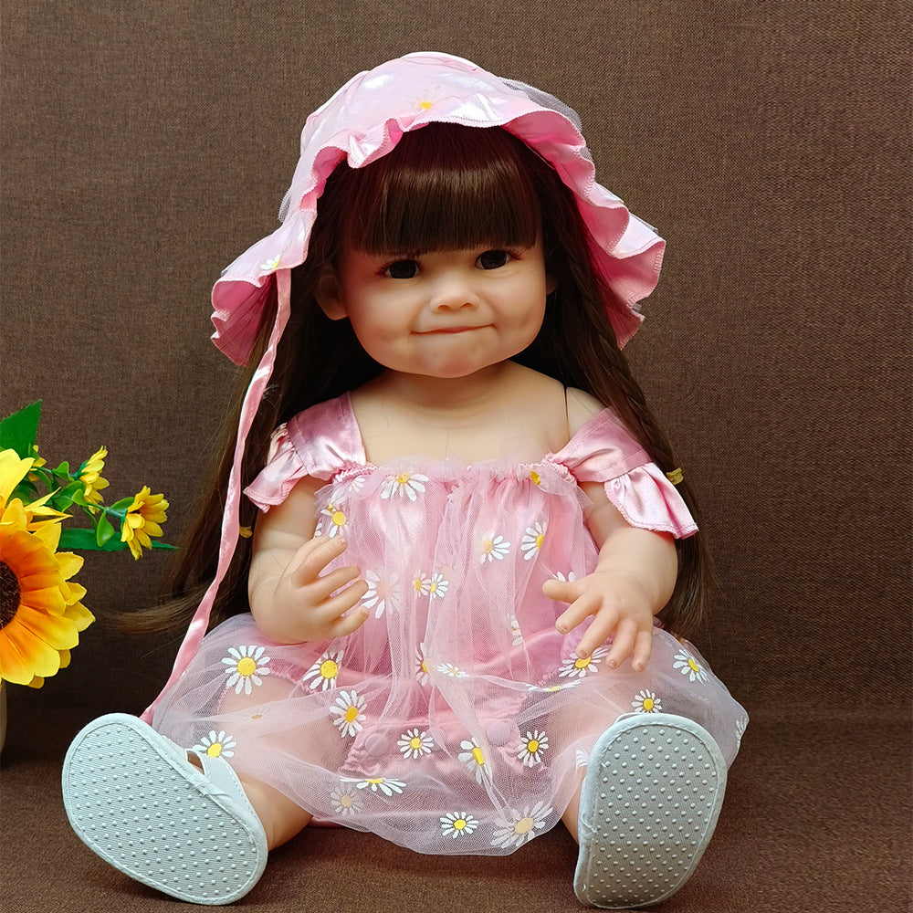 Muñeca Reborn de 22 pulgadas con cuerpo completo de vinilo y sensor de sonido, juguete de compañía interactivo, regalo perfecto para niños y coleccionistas adultos en días especiales