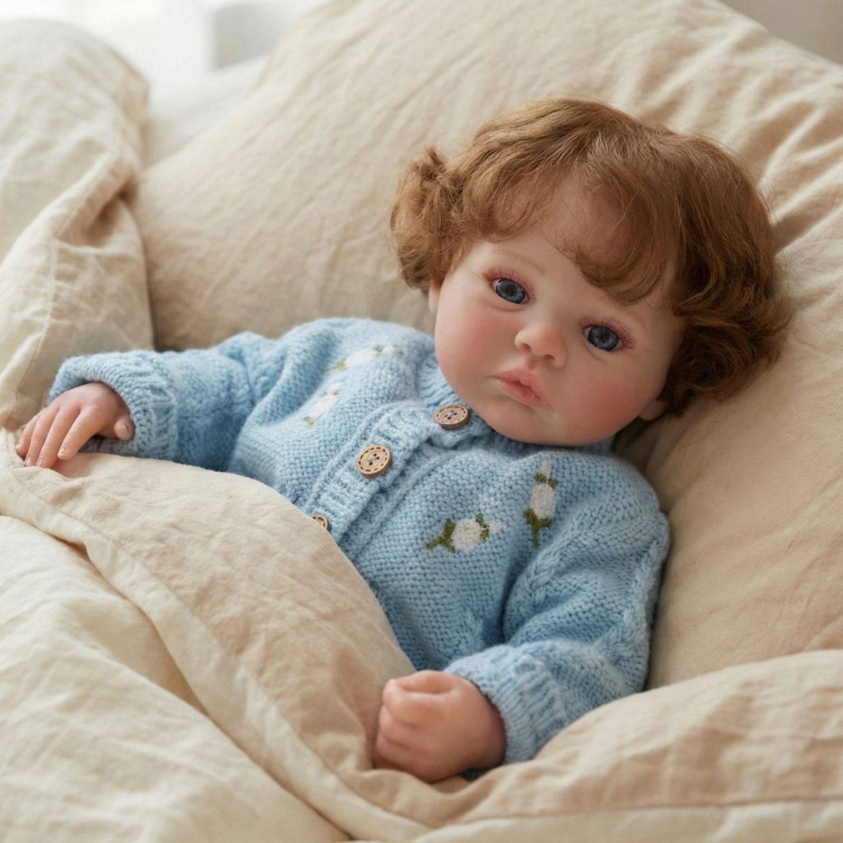 Muñeca bebé de simulación Reborn de 45 cm con trasplante de cabello