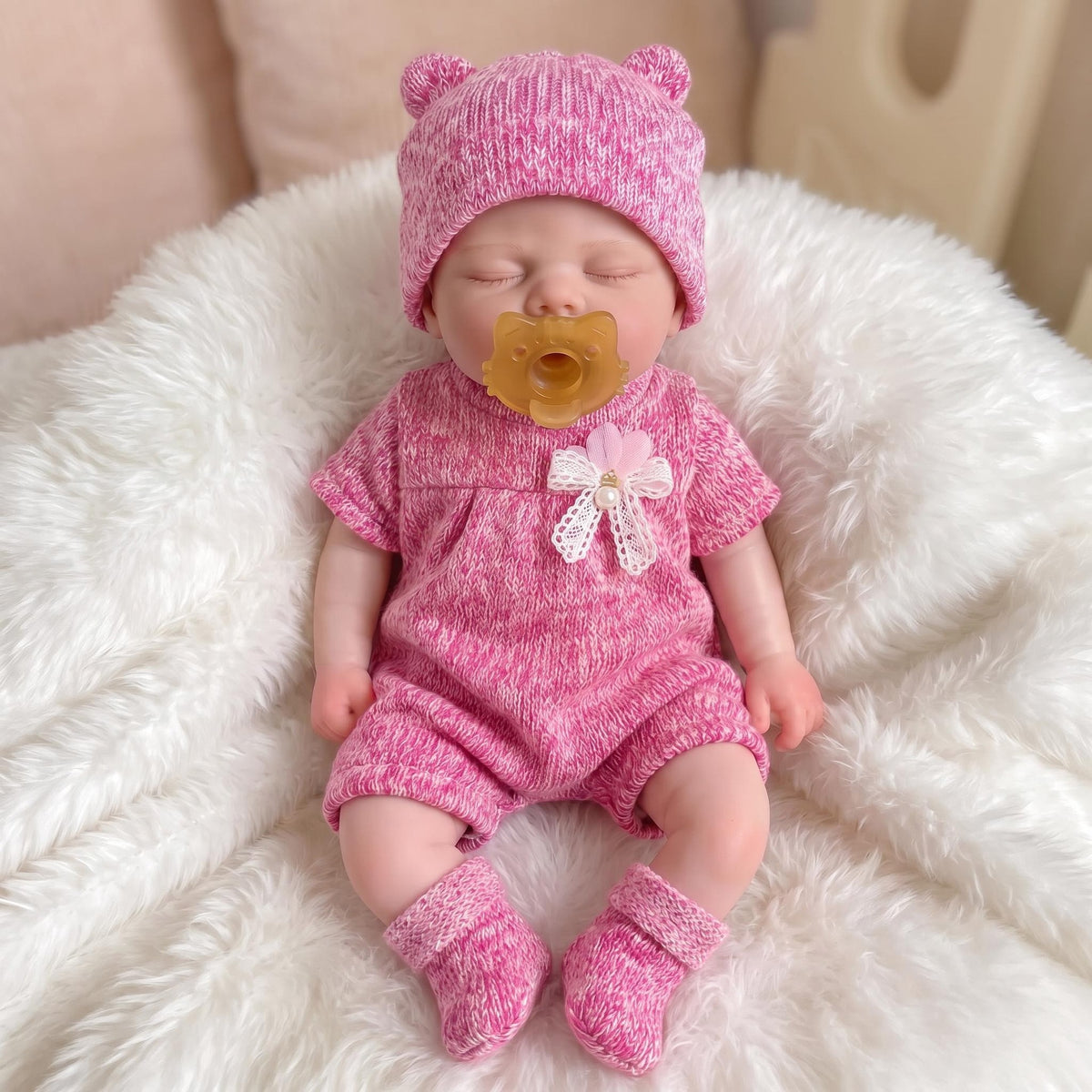 Muñeca para dormir de silicona completa de 13 pulgadas con chupete, una sorpresa encantadora para cumpleaños y regalos navideños