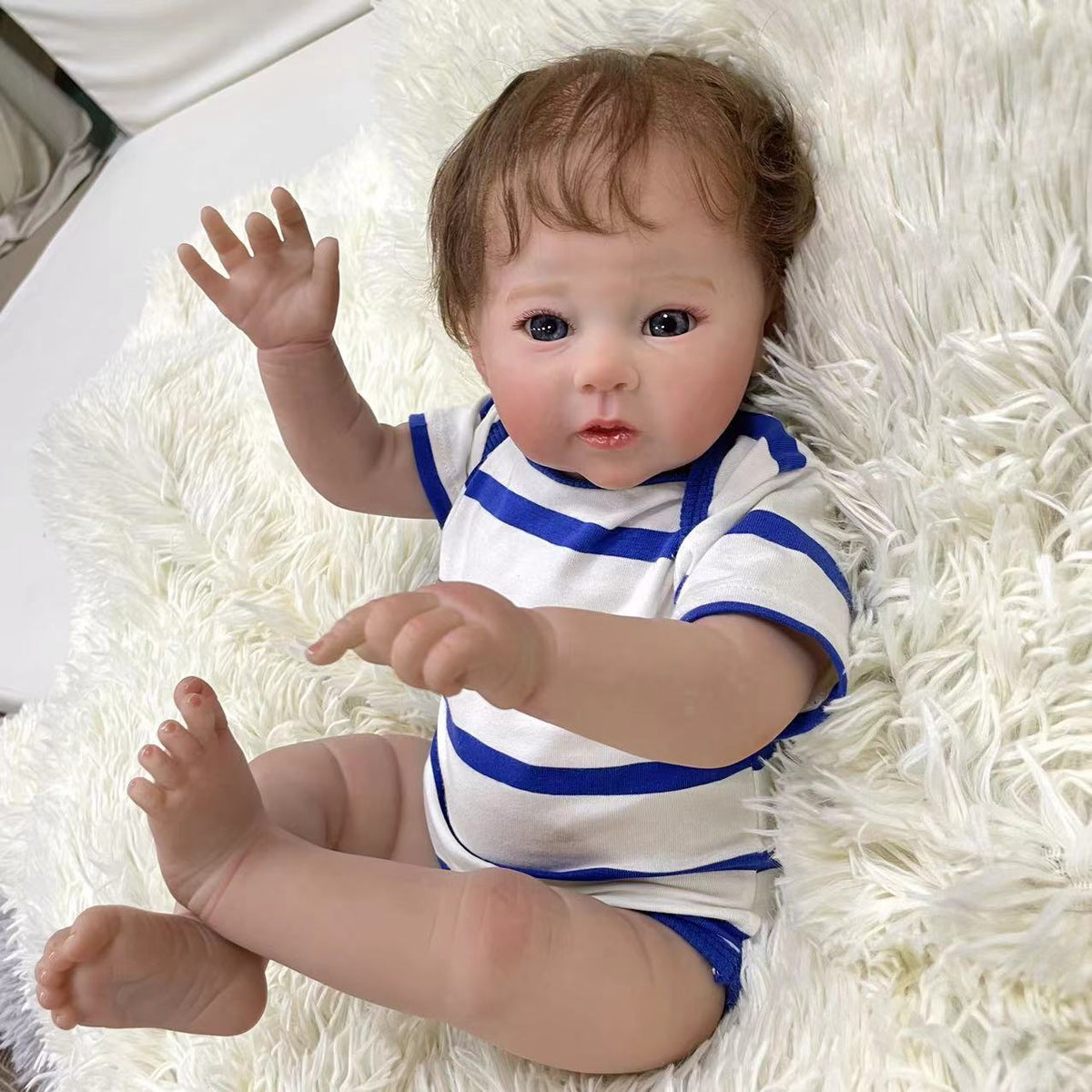 Muñeca bebé reborn realista de 20 pulgadas con cuerpo de tela, piel 3D, muñeca hecha a mano, juguete para niñas, muñecas reborn