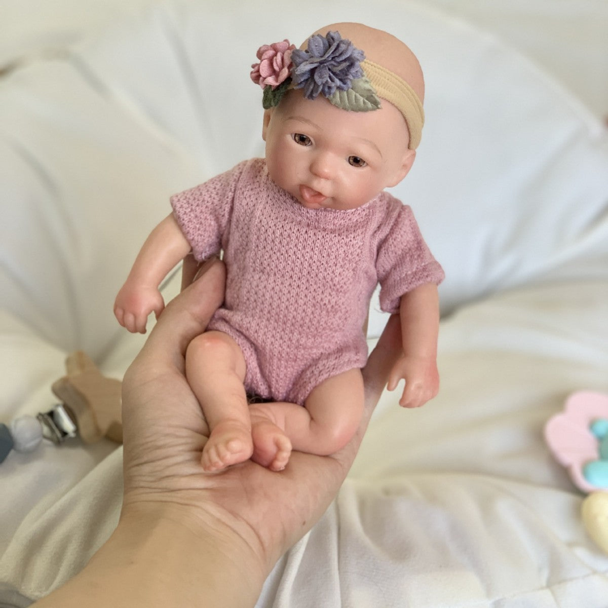 Mini muñeca Reborn de 8 pulgadas de cuerpo completo de silicona sólida con tacto ultra real, lavable, para regalo de niños y exhibición