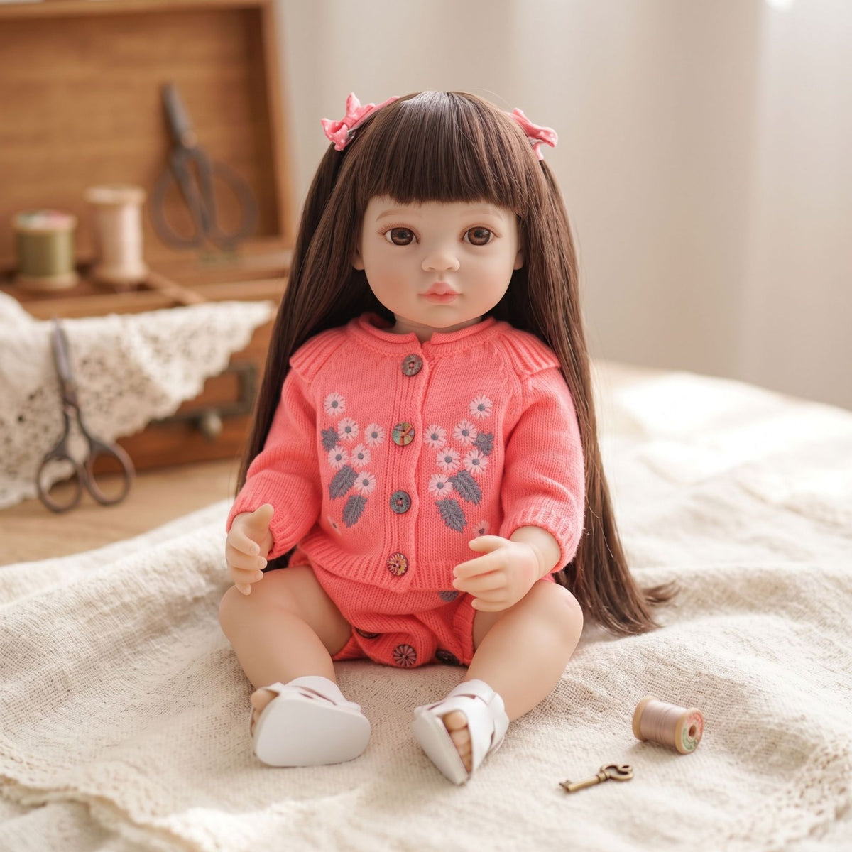 Muñeca reborn de 22 pulgadas con cuerpo completo de vinilo, muñeca de bebé simulada para regalo de niña