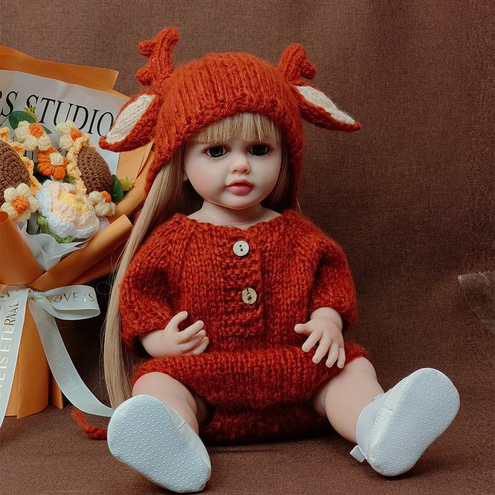Muñeca Reborn de 22 pulgadas con cuerpo completo de vinilo y sensor de sonido, juguete de compañía interactivo, regalo perfecto para niños y coleccionistas adultos en días especiales