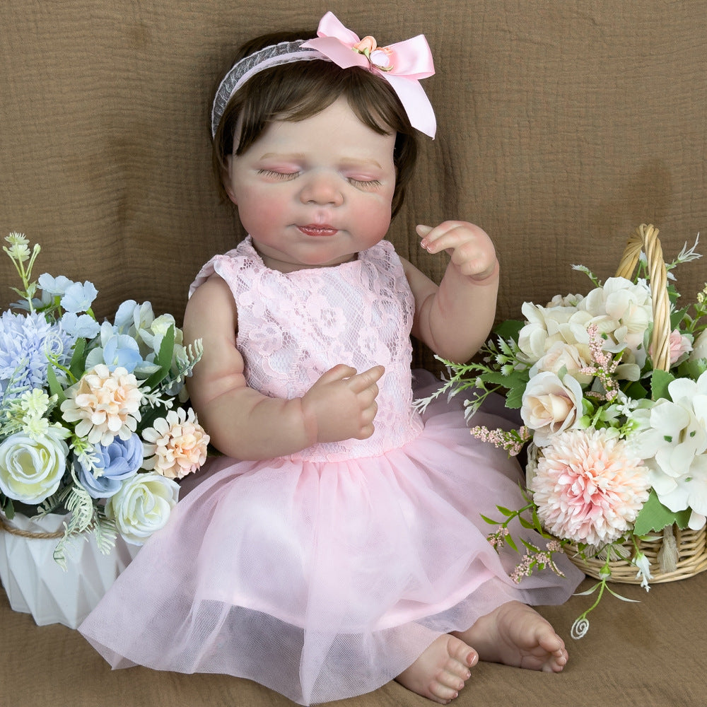 Muñeca Reborn niña de 20 pulgadas de vinilo completo, recién nacida realista con ojos cerrados, compañera coleccionable relajante para adultos