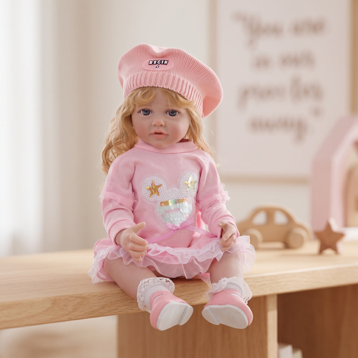Muñeca Reborn de 22 pulgadas, cuerpo completo de vinilo ultrarrealista, extremidades flexibles y suaves, muñeca de compañía segura para niños