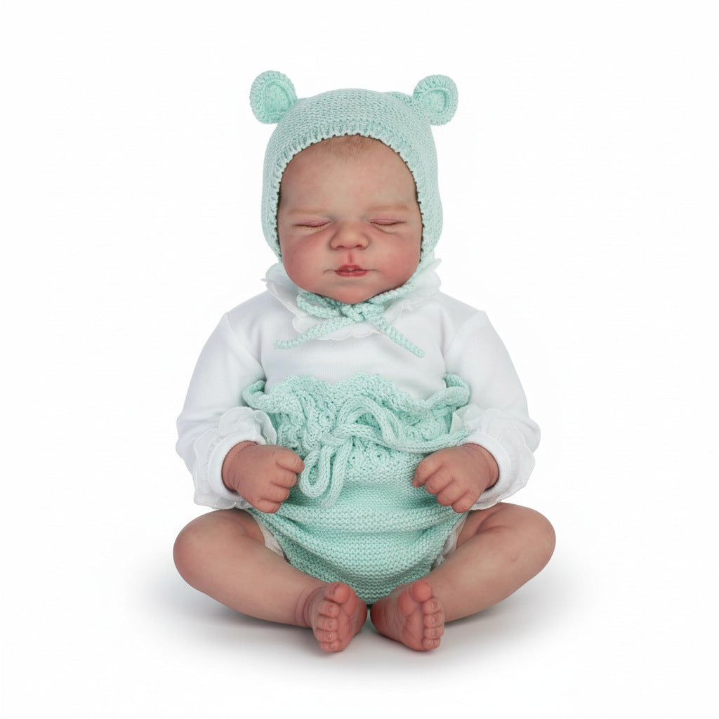 Conjunto de suéter azul claro de 19 pulgadas para muñeca bebé reborn de simulación recién nacido