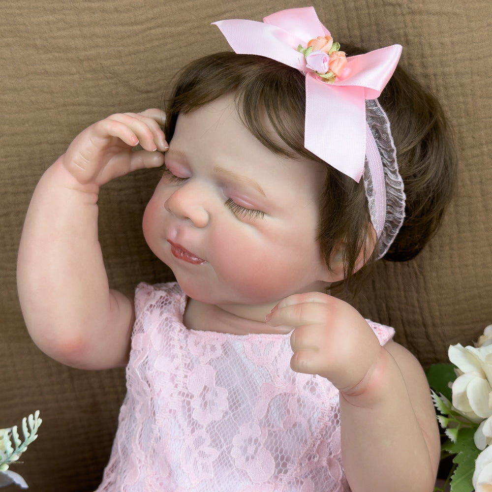 Muñeca Reborn niña de 20 pulgadas de vinilo completo, recién nacida realista con ojos cerrados, compañera coleccionable relajante para adultos