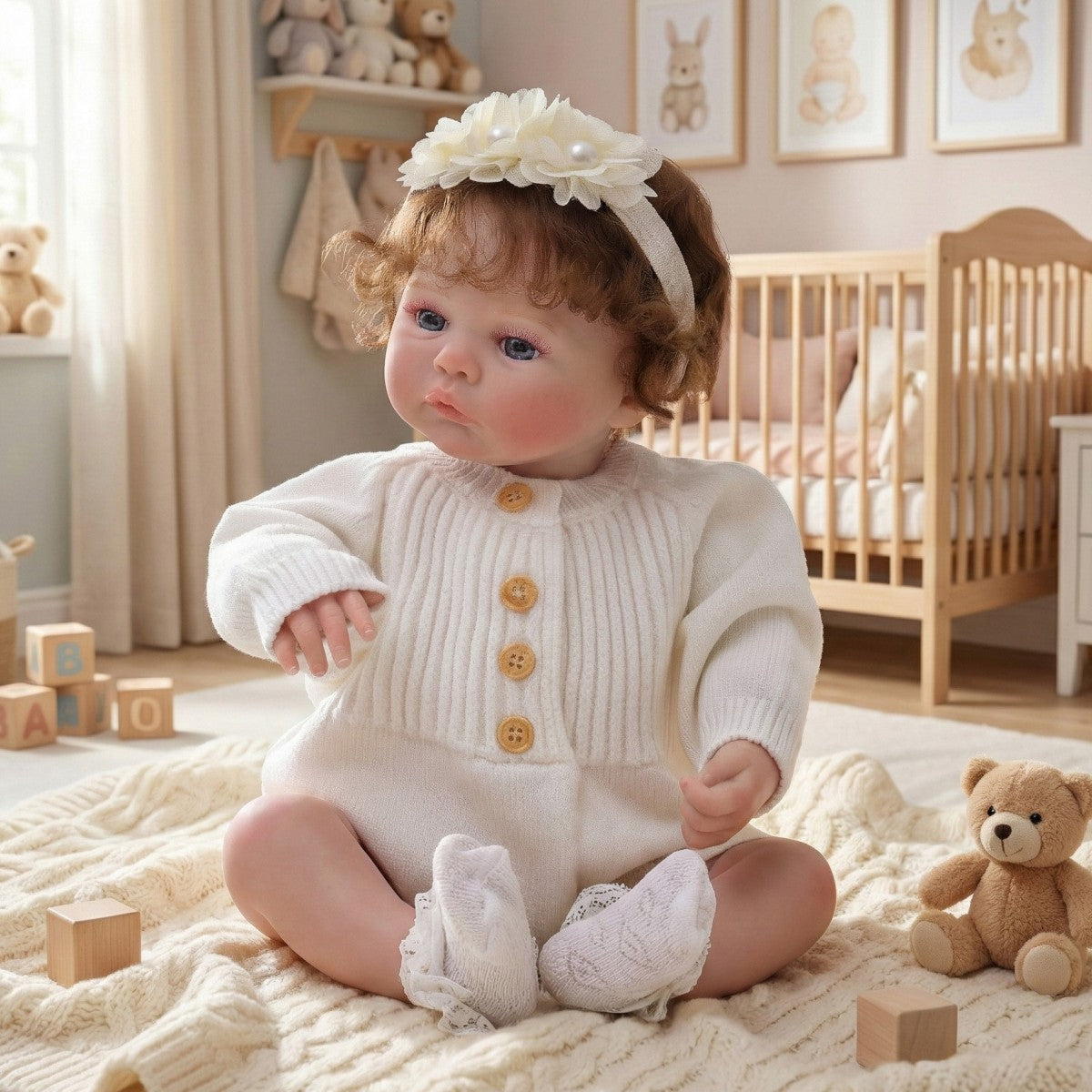 Muñeca Rebirth de 45 cm (18 pulgadas) con implante de cabello, cuerpo de tela, bebé de simulación