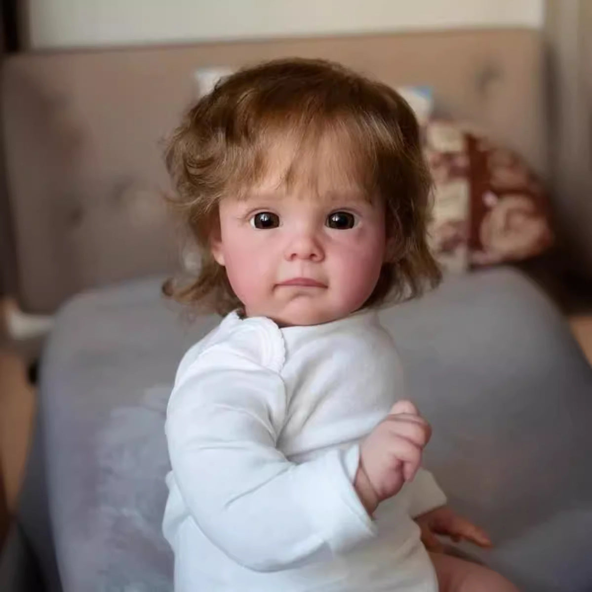 Muñeca bebé Reborn de 23 pulgadas con cuerpo de tela, pelo injertado, muñeca niña pequeña, regalo
