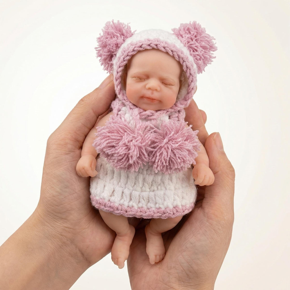 Mini muñeca reborn de silicona de 6 pulgadas, bebé durmiente de cuerpo completo con accesorios de alimentación, muñeca realista