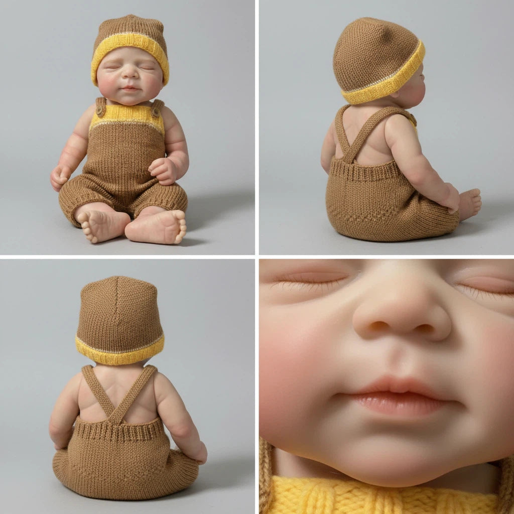Muñeca Reborn de silicona completa de 19 pulgadas con mono de suéter caqui, muñeca de simulación Pascal