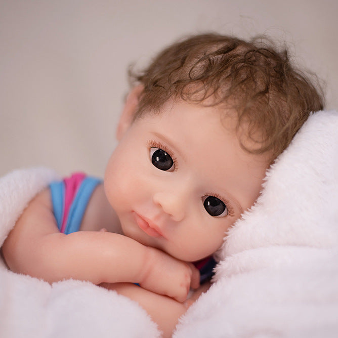 Muñeca reborn de silicona sólida de 16 / 18 pulgadas, de alta gama, con cabello injertado de mohair, muñeca de colección para entusiastas
