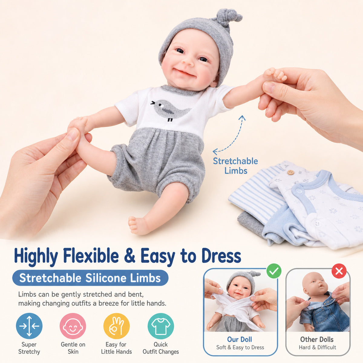 Muñeca Reborn artesanal de 12 pulgadas con cuerpo completo de silicona sólida, juguete de regalo para niñas pequeñas y coleccionistas