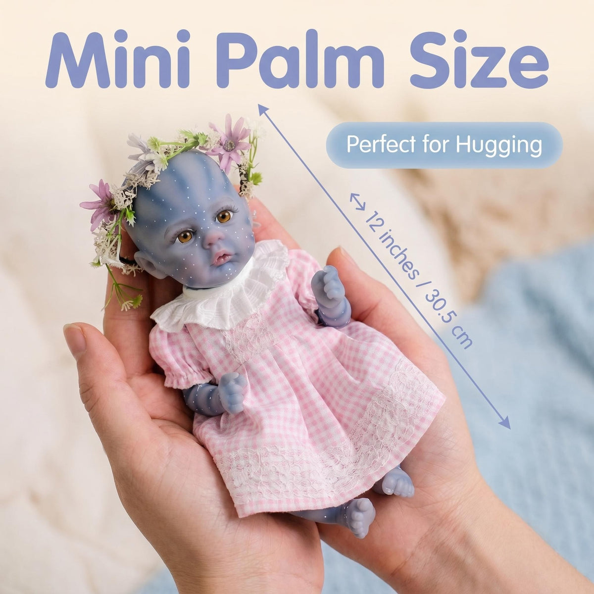 Muñeca estilo avatar elfo de 12 pulgadas con cuerpo completo de vinilo, ojos ámbar y vestido de cuadros con ribete de encaje, regalo sorpresa premium para fiestas de cumpleaños y celebraciones festivas estacionales