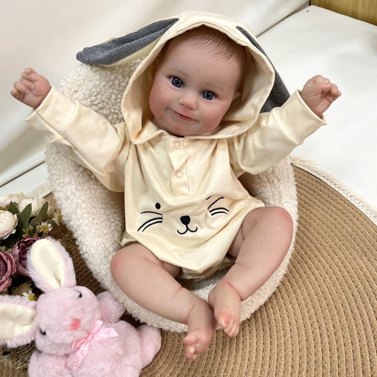 Muñeca bebé Reborn realista de 19 pulgadas hecha a mano con cuerpo de tela, piel 3D realista, juguete para niñas pequeñas