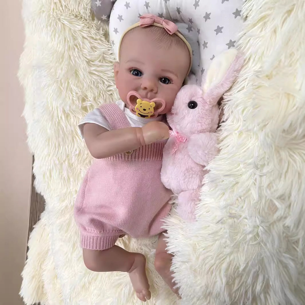 Muñeca bebé Reborn realista de 20 pulgadas con cuerpo de tela, piel 3D realista, juguete de muñeca estilo recién nacido hecho a mano para niñas