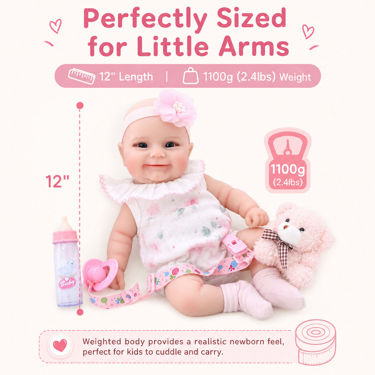 Muñeca bebé Reborn realista hecha a mano de 12 pulgadas con cuerpo de silicona sólida, piel 3D realista, juguete para niñas pequeñas