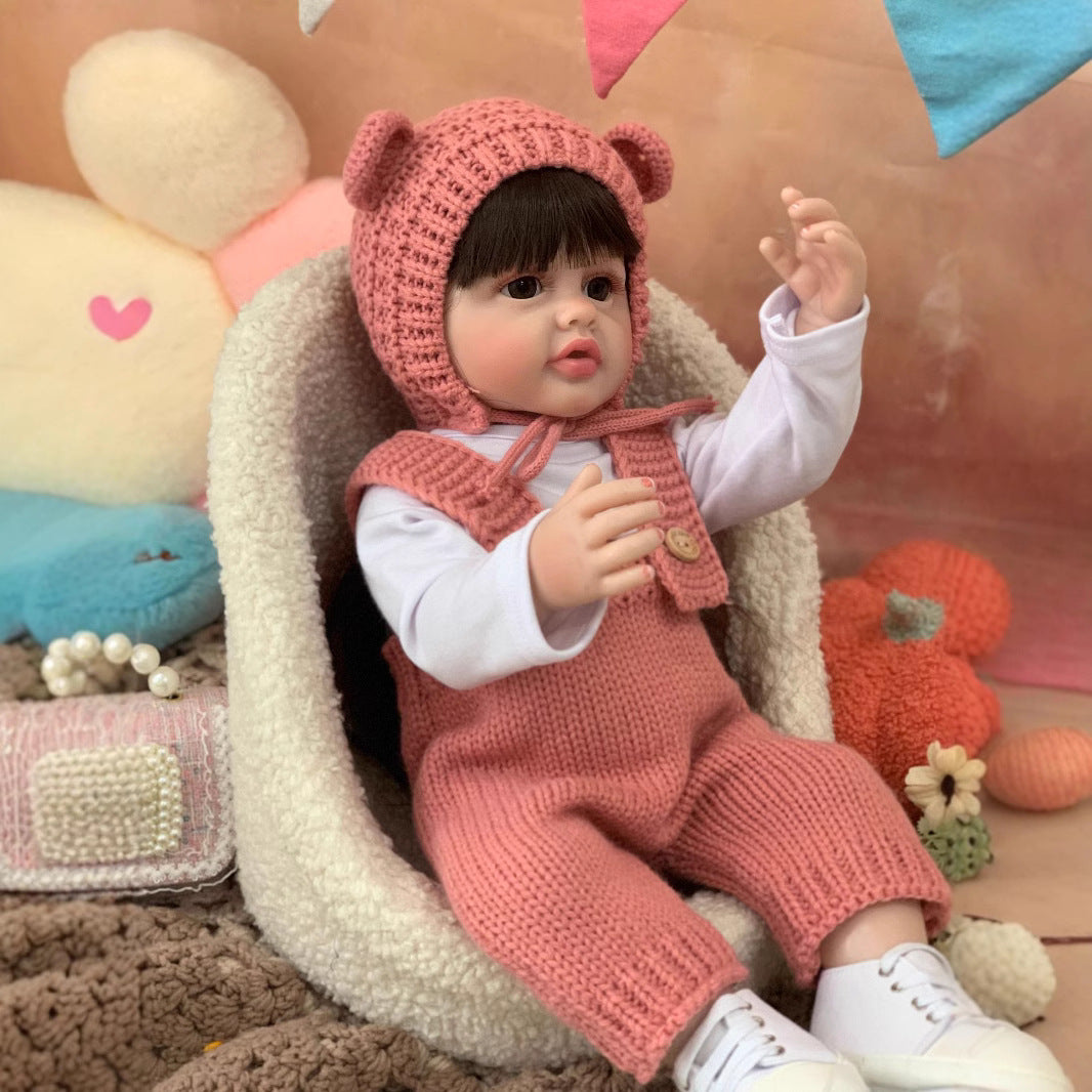 Muñeca Reborn de 22 pulgadas con cuerpo completo de vinilo y sensor de sonido, juguete interactivo para niños y adultos, opción de regalo para cumpleaños y festividades