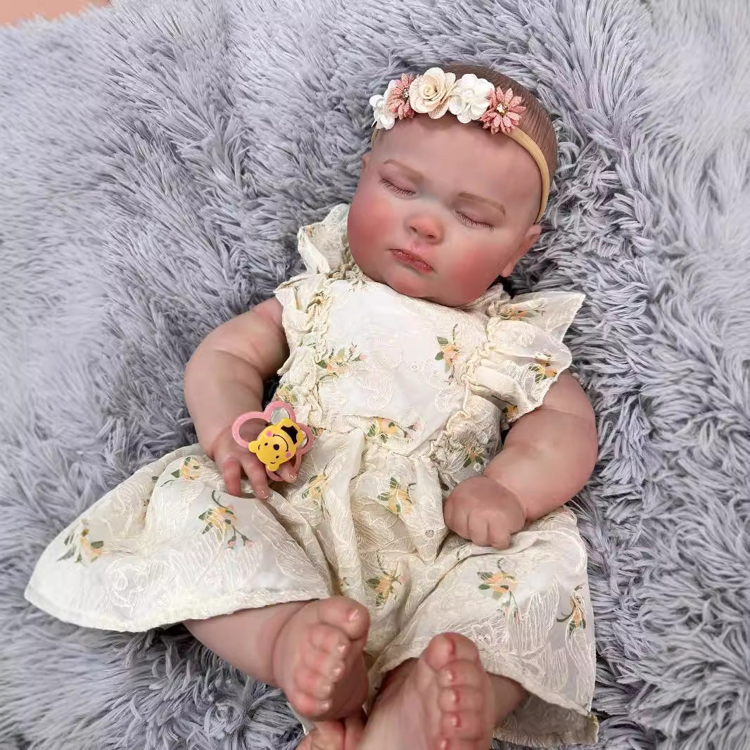 Muñeca Reborn realista de 24 pulgadas, recién nacida con cuerpo de tela, piel 3D detallada, hecha a mano, muñeca coleccionable para niñas y amantes de las muñecas