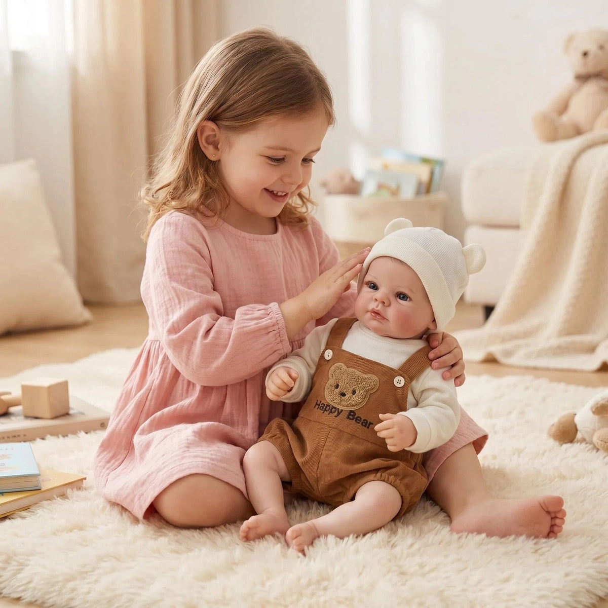 Muñeca reborn de 19 pulgadas con cuerpo de tela, piel simulada suave, para colección de pasatiempo y decoración del hogar