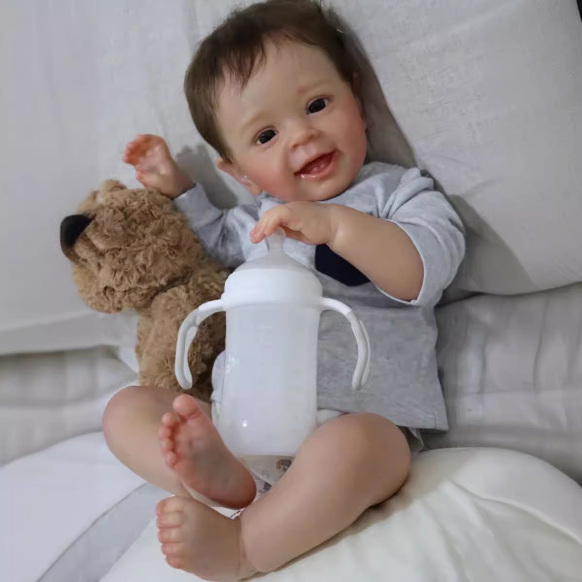 Muñeca bebé Reborn realista de 23 pulgadas con cuerpo de tela, muñeca recién nacida para regalo