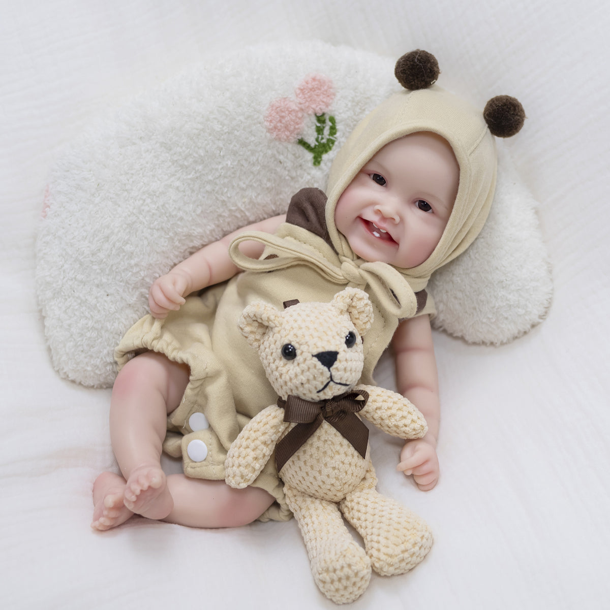 Muñeca bebé realista de 12 pulgadas con cuerpo de silicona, adorable diseño de carita sonriente, regalo ideal para festividades y cumpleaños de todas las edades