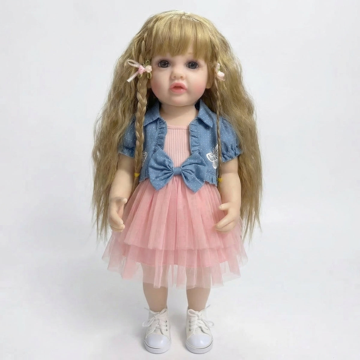 Muñeca Reborn de 55 cm (22 pulgadas), realista, de vinilo suave, bebé niña, Betty, princesa de pelo largo, regalo de Navidad para niños