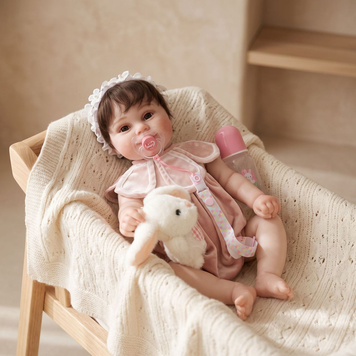 Muñeca Reborn artesanal de 22 pulgadas con piel de venas 3D realista y cuerpo completo de vinilo, regalo de bebé para niñas pequeñas