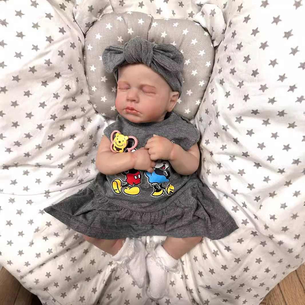 Muñeca bebé Reborn realista de 19 pulgadas con cuerpo de tela, piel con venas 3D, muñeca recién nacida hecha a mano, juguete de regalo para niñas pequeñas y coleccionistas