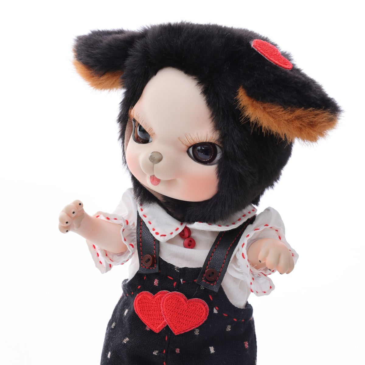 Adorables muñecas bebés de porcelana de 10 pulgadas con vestido de conejo negro (BJD)