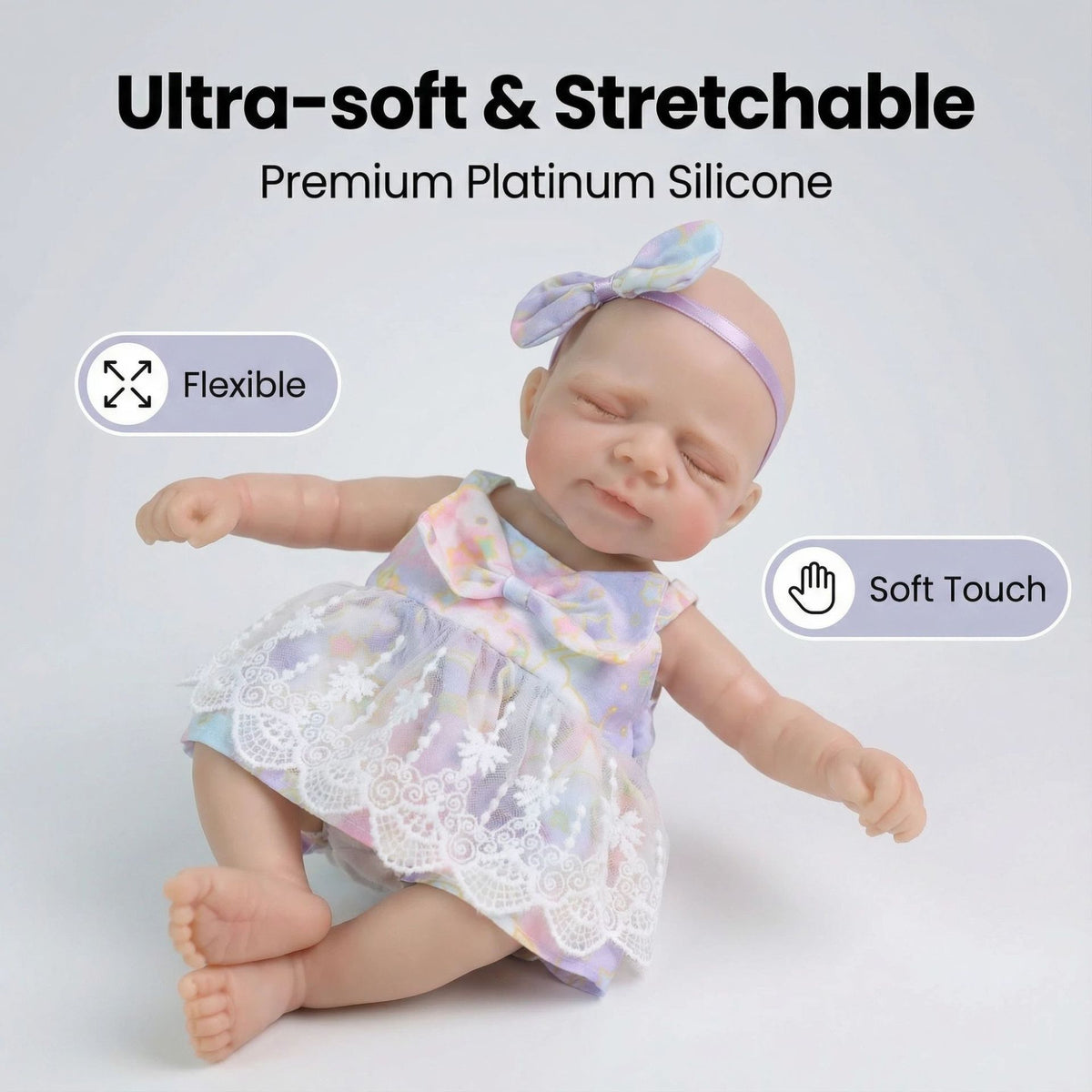 Muñeca reborn de silicona sólida Pascale de 12 pulgadas con falda estampada para regalo de Navidad infantil